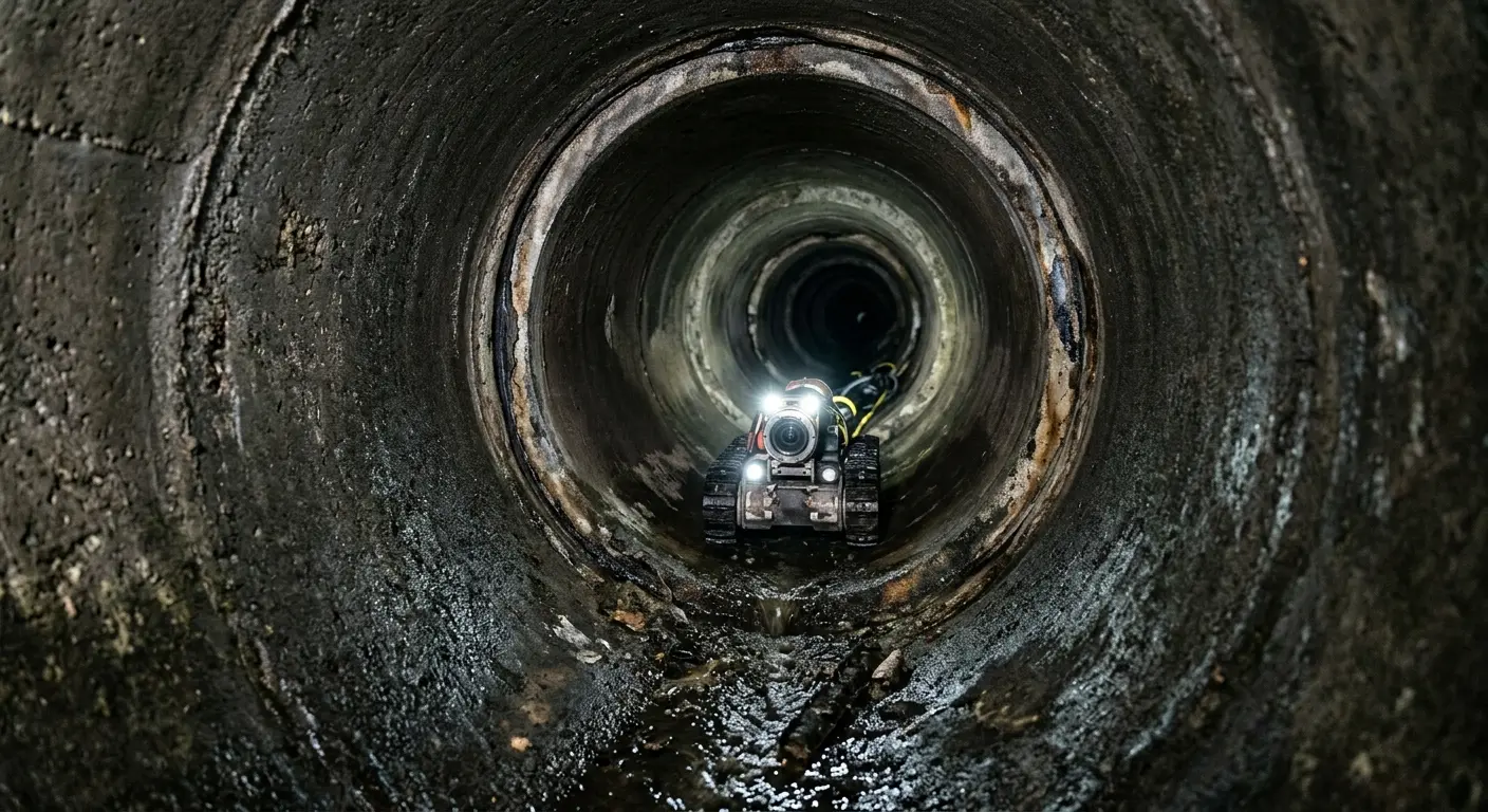 Robotic sewer camera inspecting pipe interior for Sewer Line Repair in Rockford